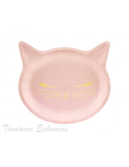 2 Assiette Carton Chaton Rose 22cm