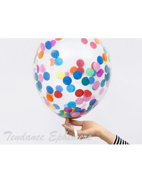 1 6 Ballons Transparent et Confettis 30cm