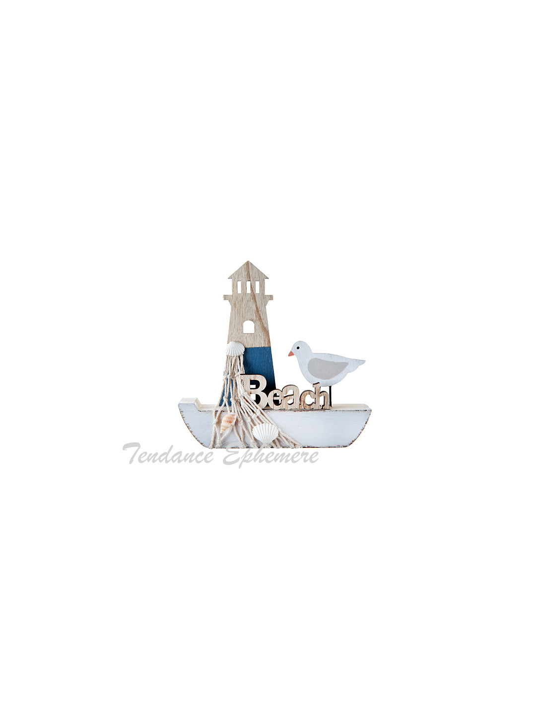 Bateau Peche Bois Et Mouette 15cm Decoration De Table Mer