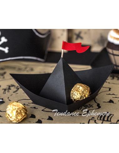 1 Bateau Papier Pirate Noir