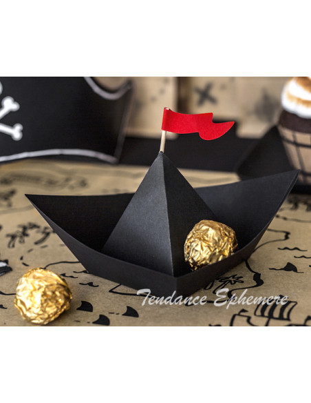 1 Bateau Papier Pirate Noir